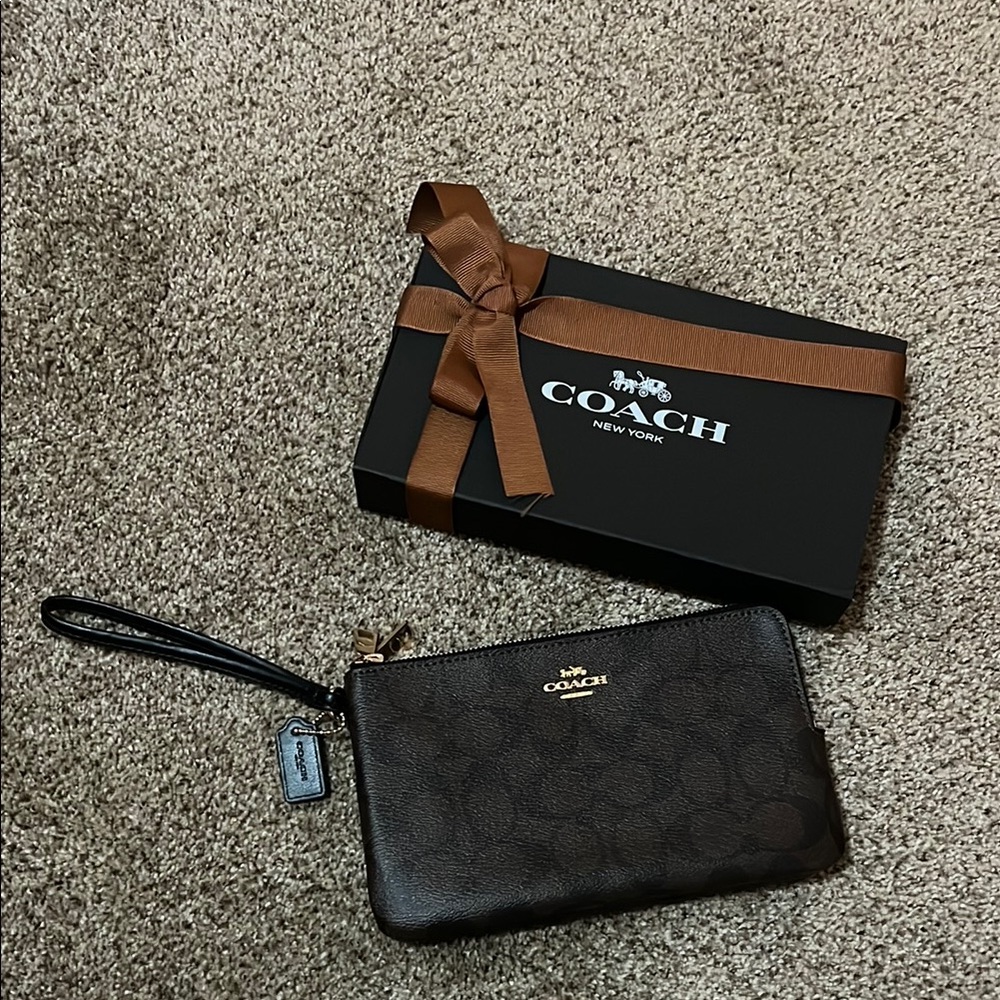 Coach Brown Wristlet